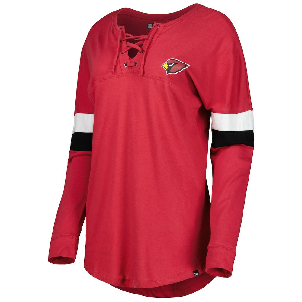 Women's Athletic Varsity Lace-Up Lightweight Long Sleeve T-Shirt - Arizona Cardinals