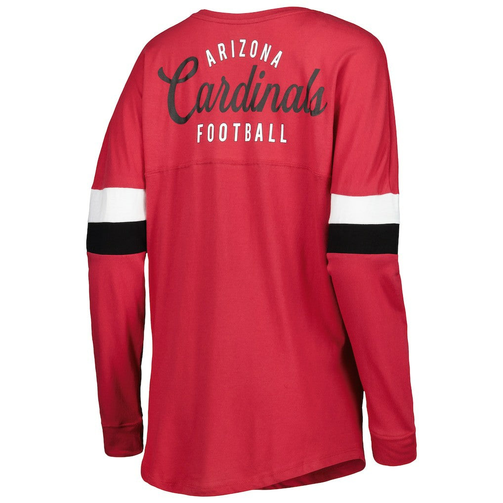 Women's Athletic Varsity Lace-Up Lightweight Long Sleeve T-Shirt - Arizona Cardinals