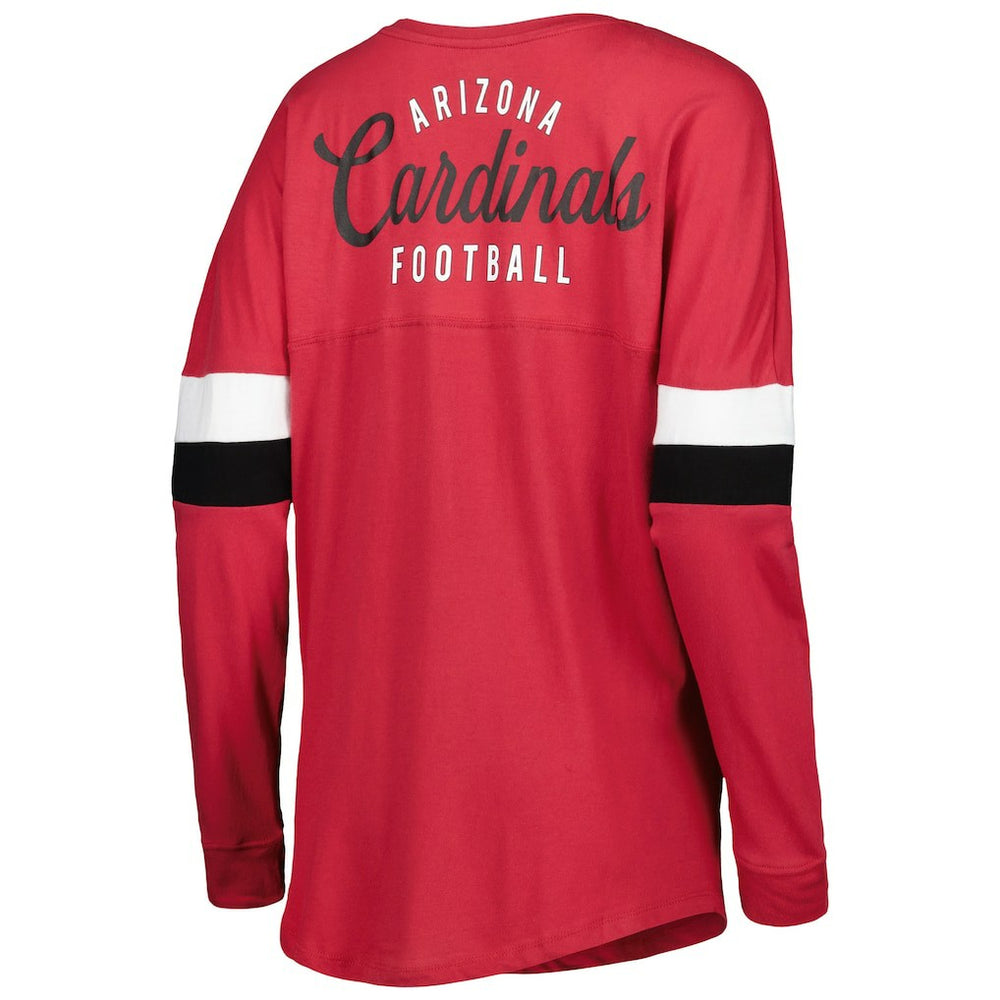 Women's Athletic Varsity Lace-Up Lightweight Long Sleeve T-Shirt - Arizona Cardinals