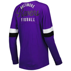 Women's Athletic Varsity Lace-Up Lightweight Long Sleeve T-Shirt - Baltimore Ravens