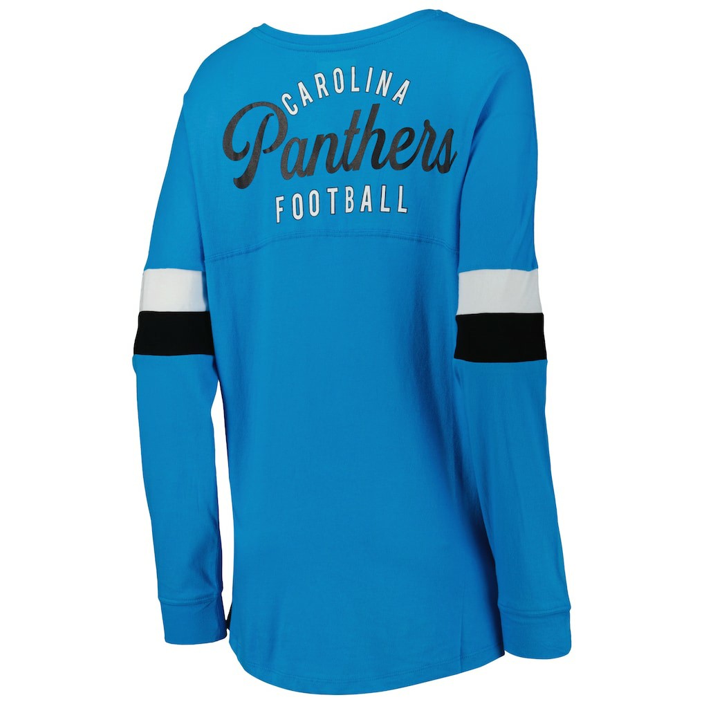 Women's Athletic Varsity Lace-Up Lightweight Long Sleeve T-Shirt - Carolina Panthers