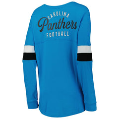 Women's Athletic Varsity Lace-Up Lightweight Long Sleeve T-Shirt - Carolina Panthers