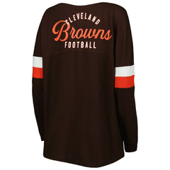 Women's Athletic Varsity Lace-Up Lightweight Long Sleeve T-Shirt - Cleveland Browns