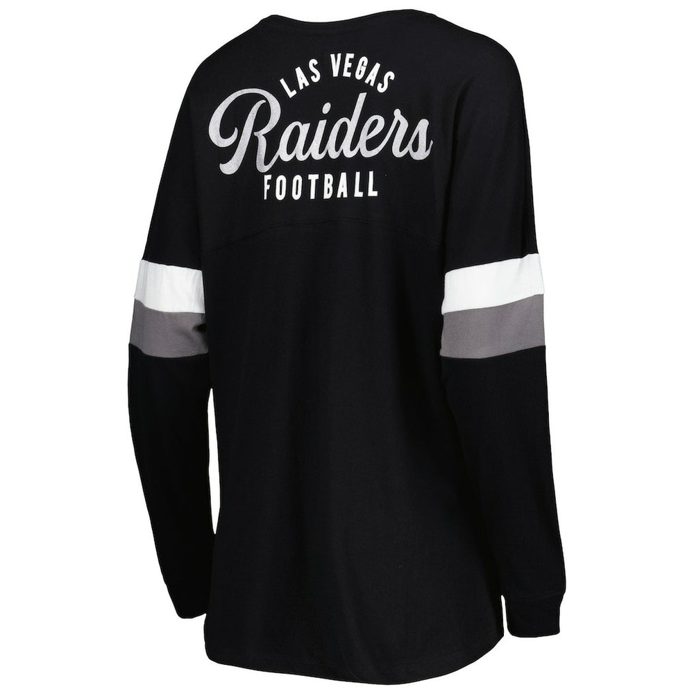 Women's Athletic Varsity Lace-Up Lightweight Long Sleeve T-Shirt - Las Vegas Raiders
