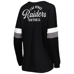 Women's Athletic Varsity Lace-Up Lightweight Long Sleeve T-Shirt - Las Vegas Raiders