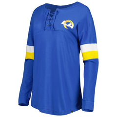 Women's Athletic Varsity Lace-Up Lightweight Long Sleeve T-Shirt - Los Angeles Rams