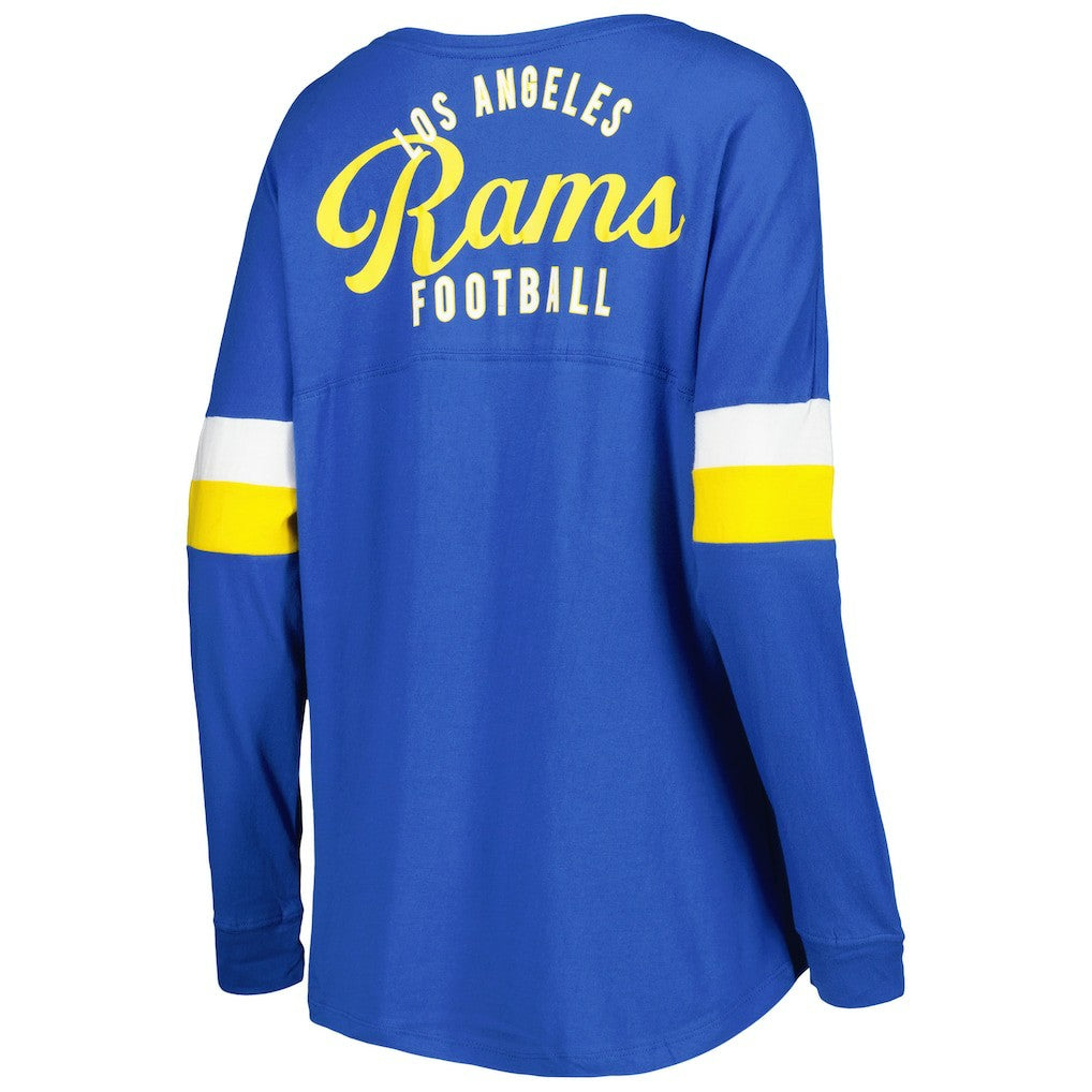 Women's Athletic Varsity Lace-Up Lightweight Long Sleeve T-Shirt - Los Angeles Rams