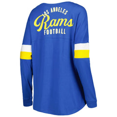 Women's Athletic Varsity Lace-Up Lightweight Long Sleeve T-Shirt - Los Angeles Rams