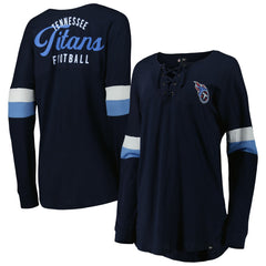 Women's Athletic Varsity Lace-Up Lightweight Long Sleeve T-Shirt - Tennessee Titans