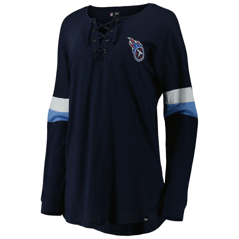 Women's Athletic Varsity Lace-Up Lightweight Long Sleeve T-Shirt - Tennessee Titans