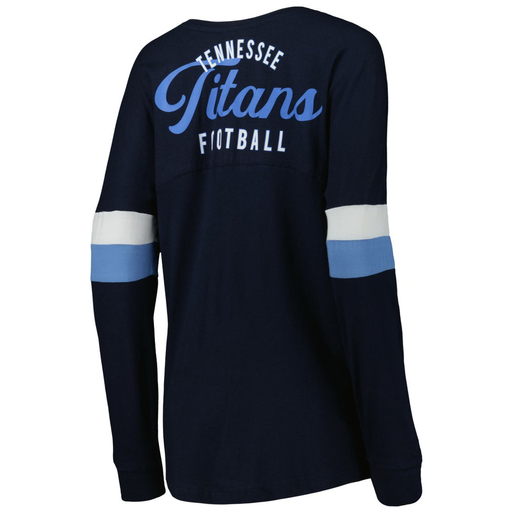 Women's Athletic Varsity Lace-Up Lightweight Long Sleeve T-Shirt - Tennessee Titans