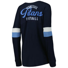 Women's Athletic Varsity Lace-Up Lightweight Long Sleeve T-Shirt - Tennessee Titans