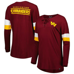 Women's Athletic Varsity Lace-Up Lightweight Long Sleeve T-Shirt - Washington Commanders