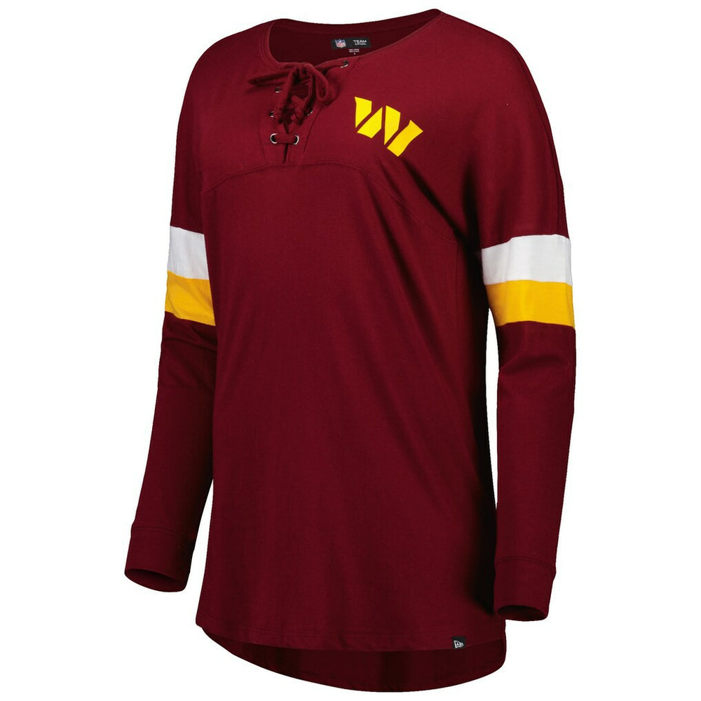 Women's Athletic Varsity Lace-Up Lightweight Long Sleeve T-Shirt - Washington Commanders