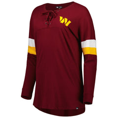 Women's Athletic Varsity Lace-Up Lightweight Long Sleeve T-Shirt - Washington Commanders