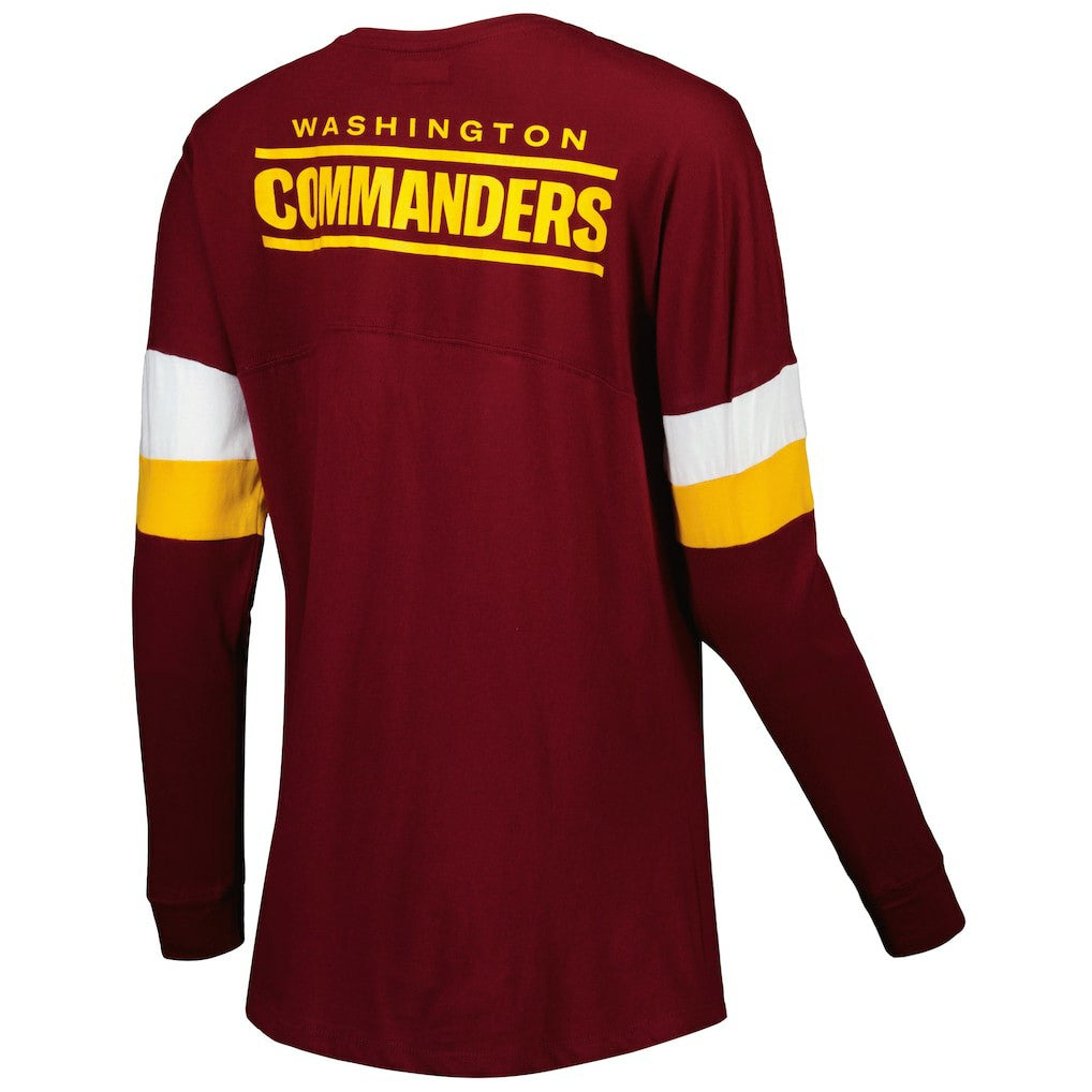 Women's Athletic Varsity Lace-Up Lightweight Long Sleeve T-Shirt - Washington Commanders