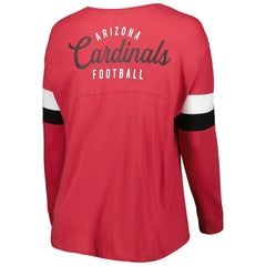 Women's Plus Size Athletic Varsity Lace-Up V-Neck Long Sleeve T-Shirt - Arizona Cardinals