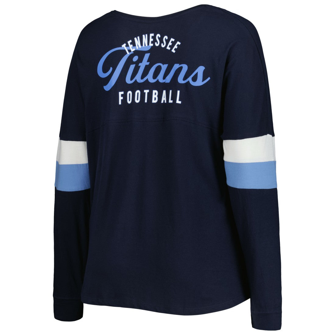 Women's Plus Size Athletic Varsity Lace-Up V-Neck Long Sleeve T-Shirt - Tennessee Titans