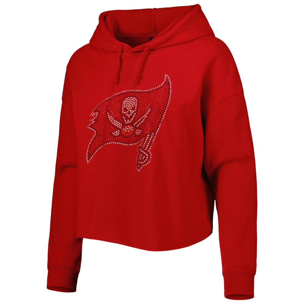 Cuce Women's Crystal Logo Cropped Pullover Hoodie - Tampa Bay Buccaneers