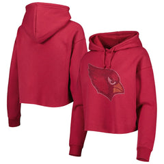 Cuce Women's Crystal Logo Cropped Pullover Hoodie - Arizona Cardinals