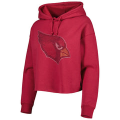 Cuce Women's Crystal Logo Cropped Pullover Hoodie - Arizona Cardinals