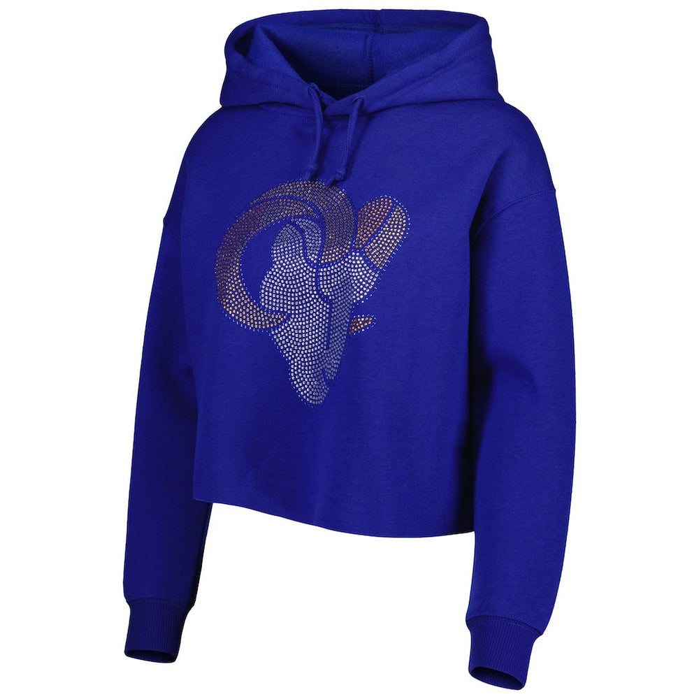 Cuce Women's Crystal Logo Cropped Pullover Hoodie - Los Angeles Rams