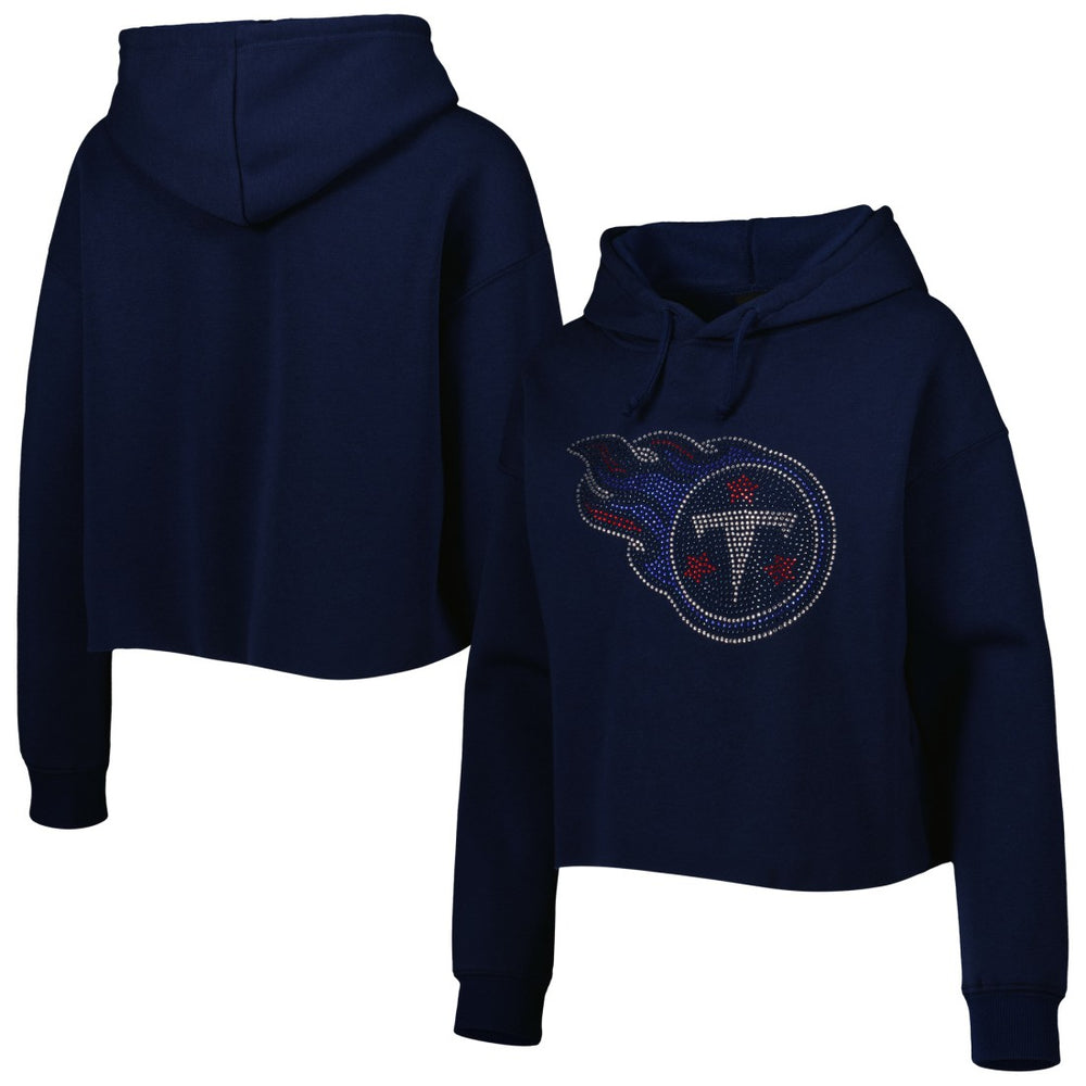 Cuce Women's Crystal Logo Cropped Pullover Hoodie - Tennessee Titans