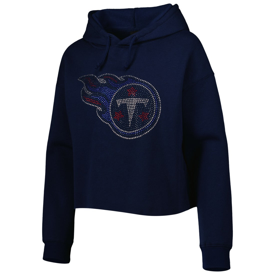 Cuce Women's Crystal Logo Cropped Pullover Hoodie - Tennessee Titans