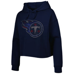 Cuce Women's Crystal Logo Cropped Pullover Hoodie - Tennessee Titans