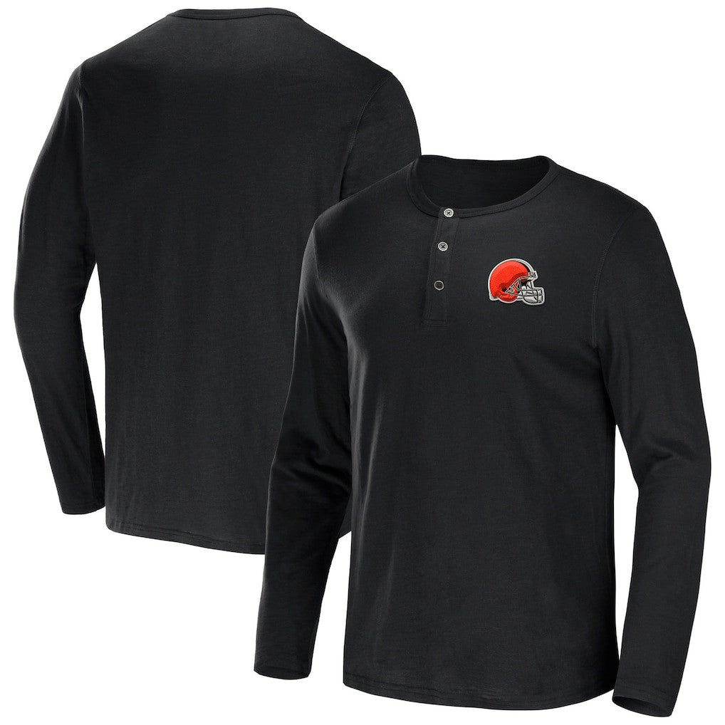 NFL x Darius Rucker Collection Slub Jersey Henley Long Sleeve T-Shirt - Cleveland Browns
