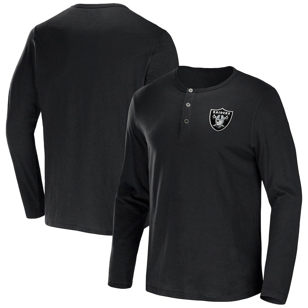 NFL x Darius Rucker Collection Slub Jersey Henley Long Sleeve T-Shirt - Las Vegas Raiders