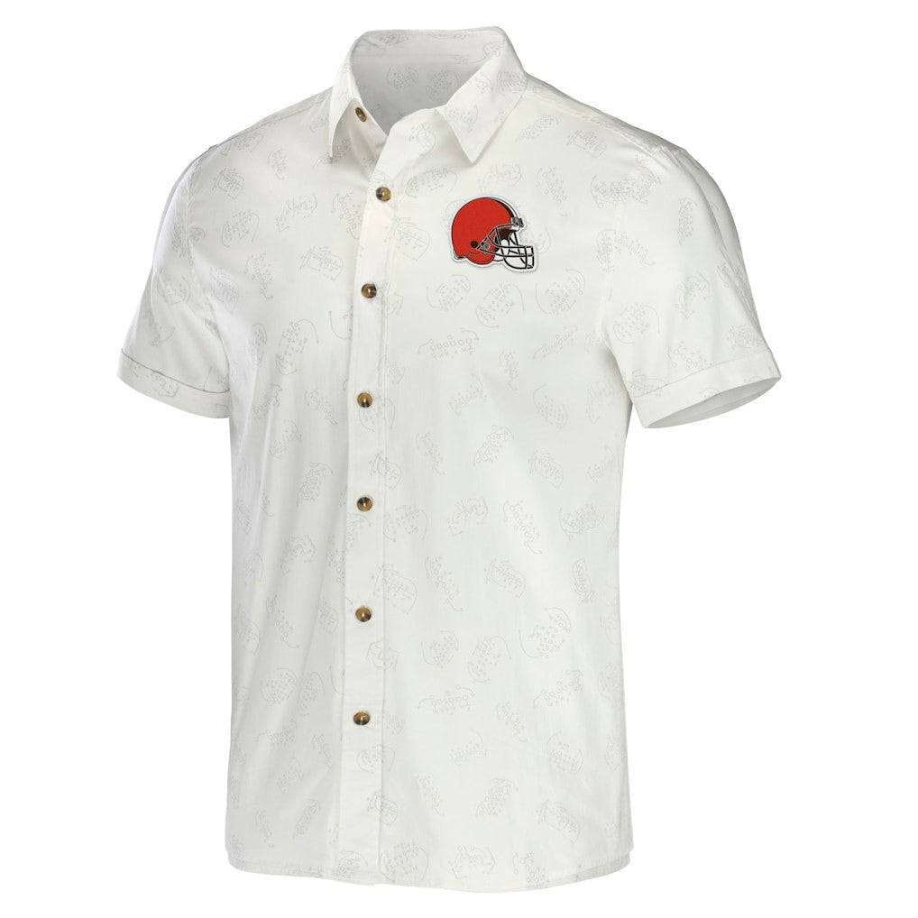 NFL x Darius Rucker Collection Woven Button-Up T-Shirt - Cleveland Browns