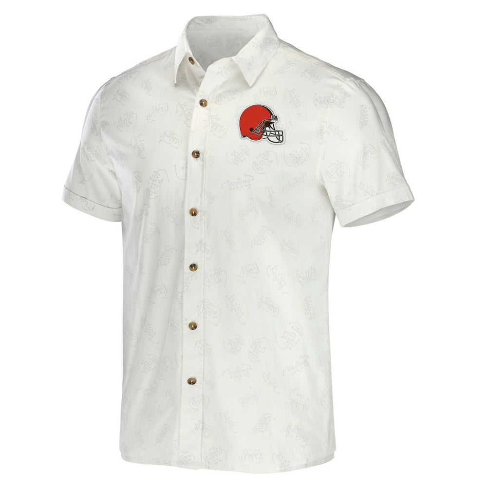 NFL x Darius Rucker Collection Woven Button-Up T-Shirt - Cleveland Browns