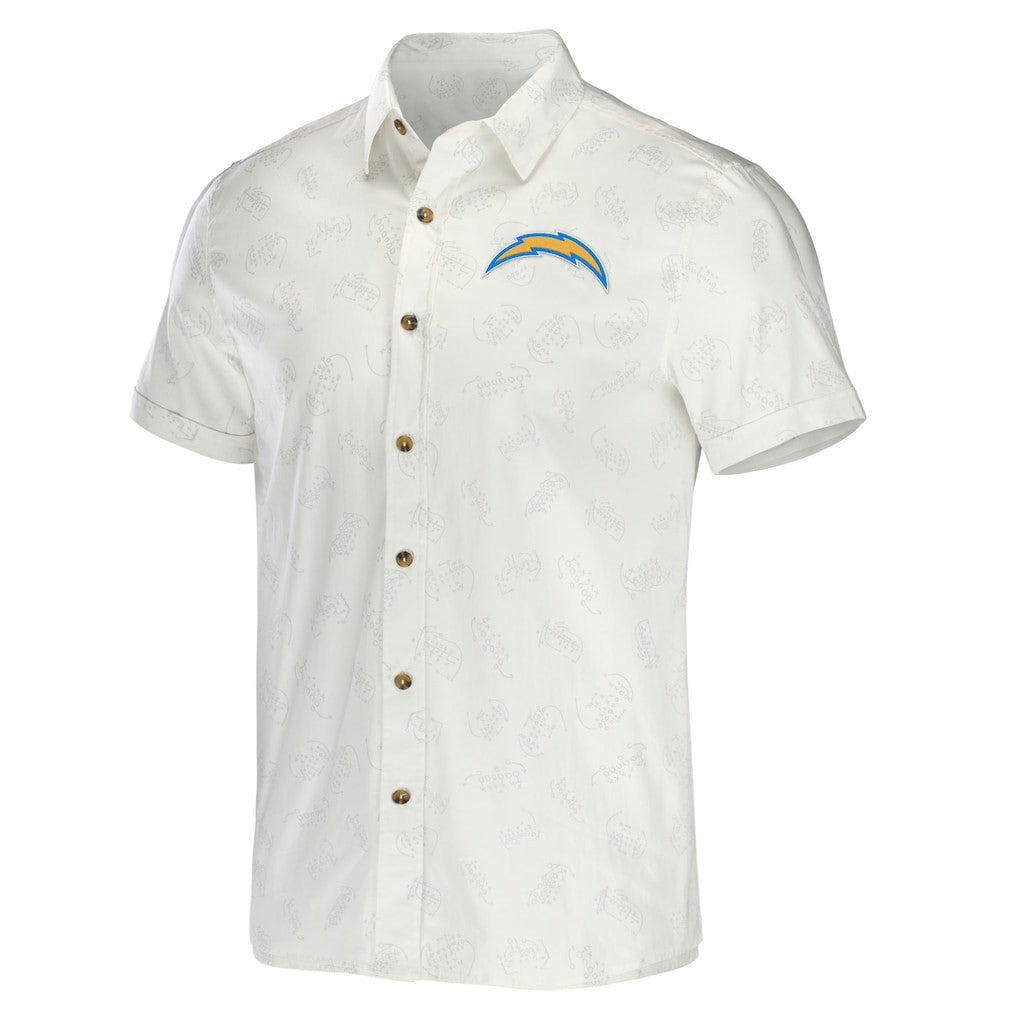 NFL x Darius Rucker Collection Woven Button-Up T-Shirt - Los Angeles Chargers