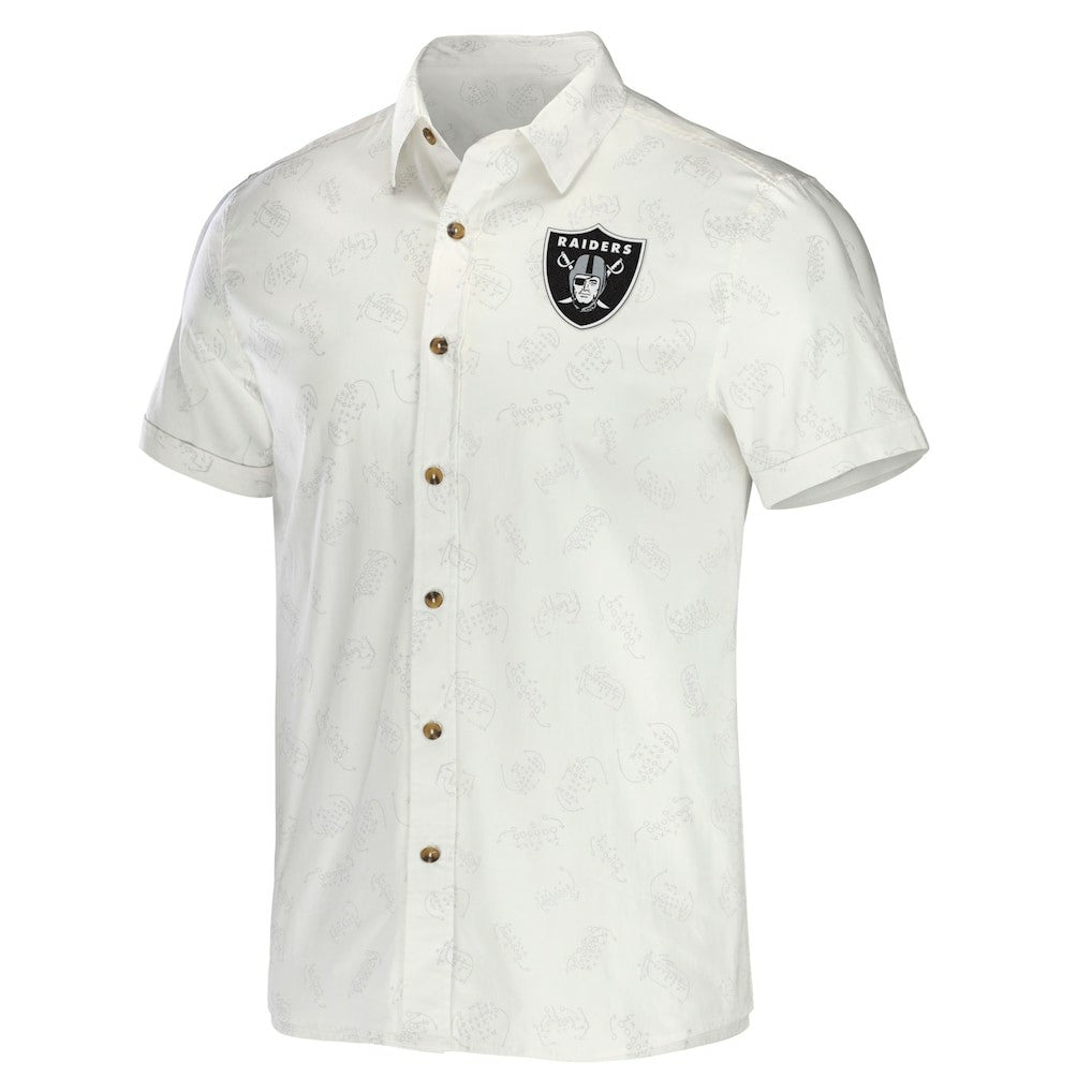 NFL x Darius Rucker Collection Woven Button-Up T-Shirt - Las Vegas Raiders