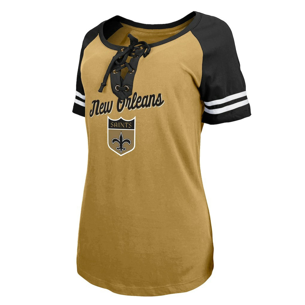 Women's Legacy Lace-Up Raglan T-Shirt - New Orleans Saints