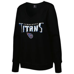 Cuce Women's Sequin Logo V-Neck Pullover Sweatshirt - Tennessee Titans