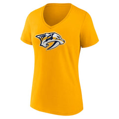 NHL Gold Nashville Predators Fanatics Women's Primary Logo Team V-Neck T-Shirt