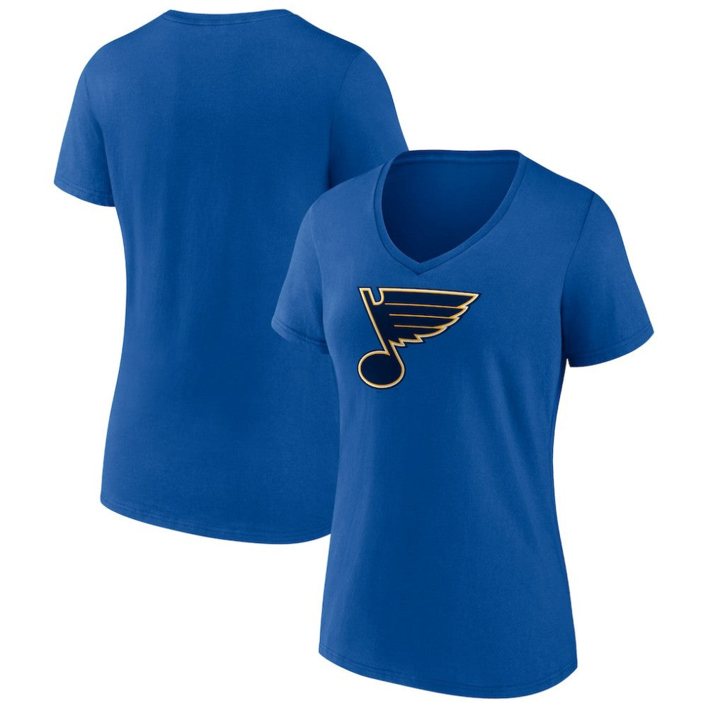 NHL Royal St. Louis Blues Fanatics Women's Primary Logo Team V-Neck T-Shirt