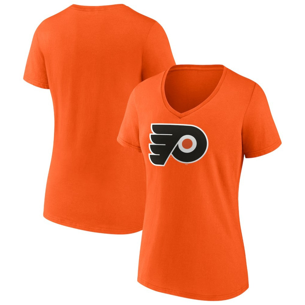 NHL Orange Philadelphia Flyers Fanatics Women's Primary Logo Team V-Neck T-Shirt