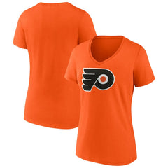 NHL Orange Philadelphia Flyers Fanatics Women's Primary Logo Team V-Neck T-Shirt