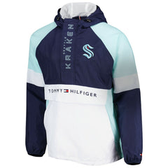 NHL Deep Sea Blue/White Seattle Kraken Tommy Hilfiger Raglan Half-Zip Jacket