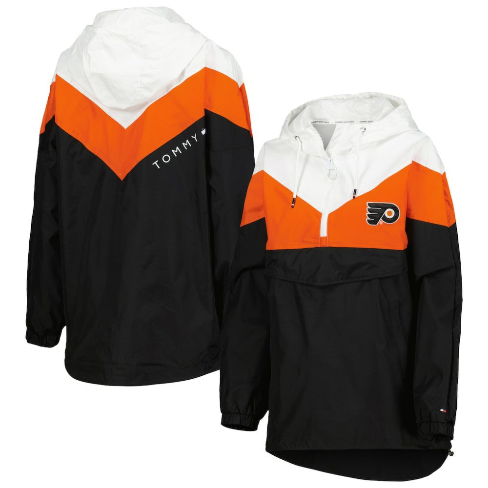 NHL Orange/Black Philadelphia Flyers Tommy Hilfiger Women's Staci Half-Zip Windbreaker Jacket