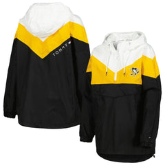 NHL Black/Gold Pittsburgh Penguins Tommy Hilfiger Women's Staci Half-Zip Windbreaker Jacket