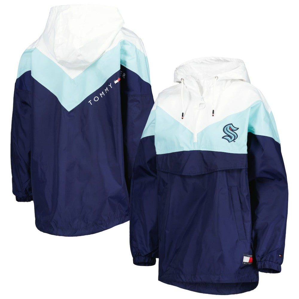 NHL Blue/Deep Sea Blue Seattle Kraken Tommy Hilfiger Women's Staci Half-Zip Windbreaker Jacket