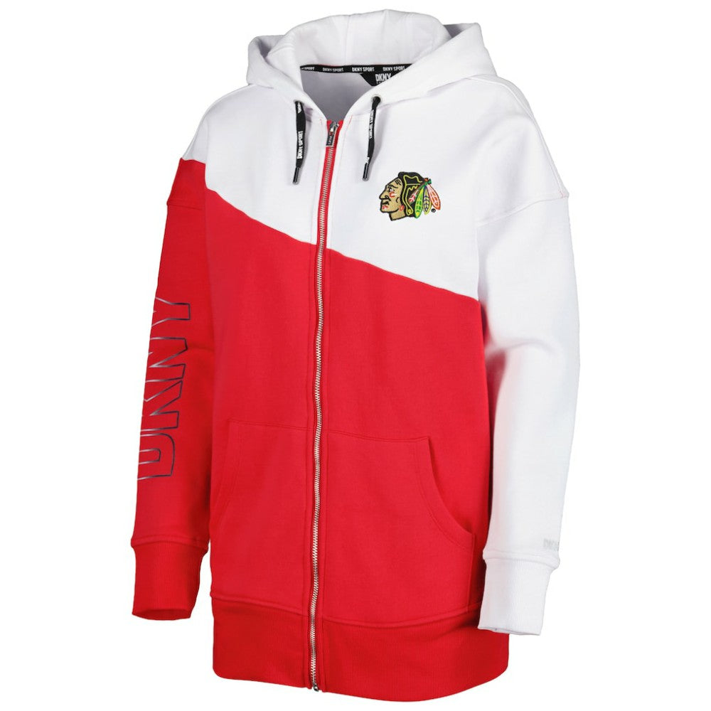 NHL Red/White Chicago Blackhawks DKNY Sport Women's Gina Full-Zip Hoodie