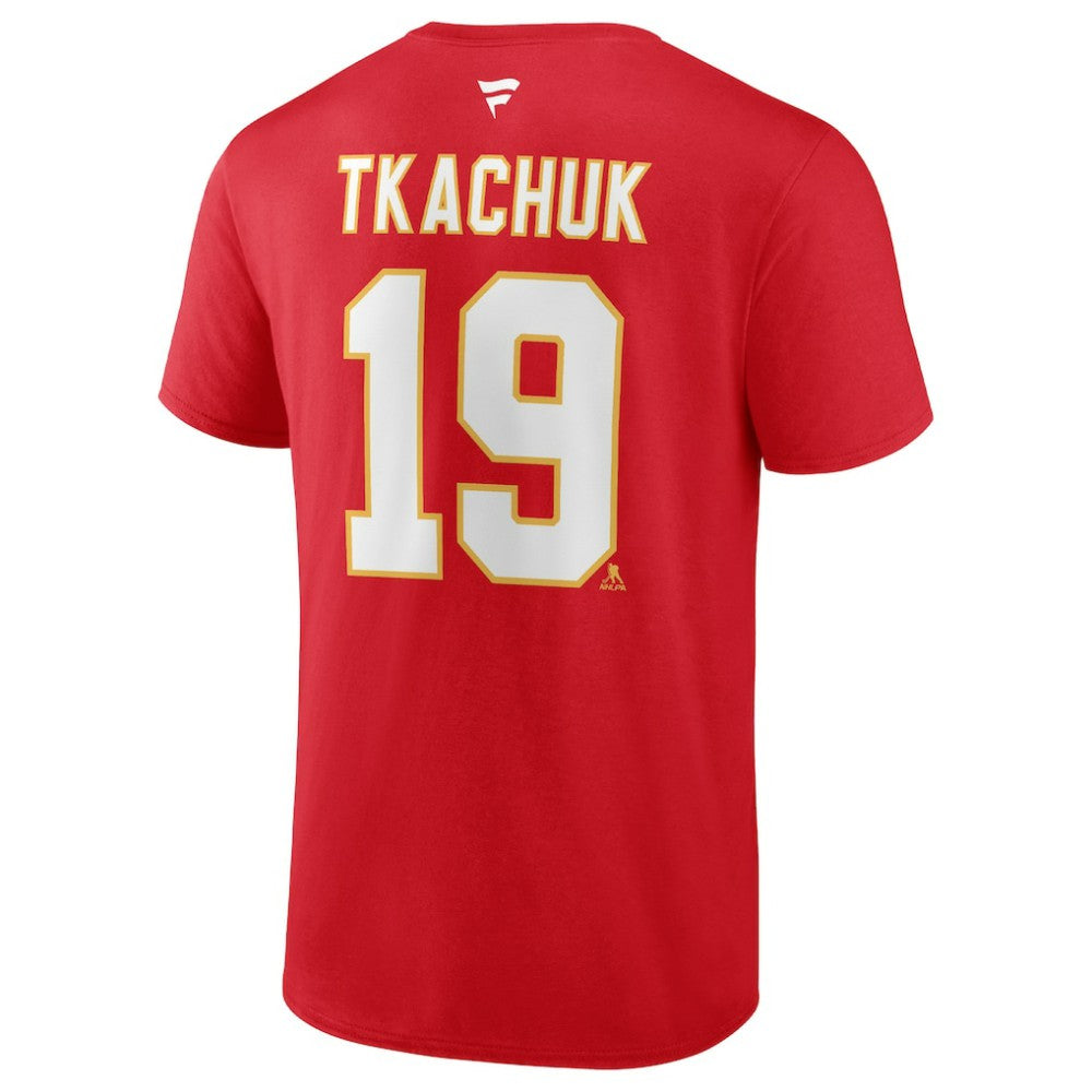 NHL Red Matthew Tkachuk Calgary Flames Fanatics Authentic Stack Name & Number T-Shirt