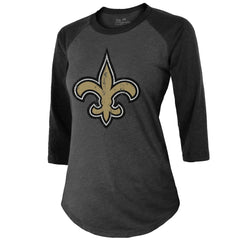 Tyrann Mathieu  Majestic Threads Women's Name & Number Raglan 3/4 Sleeve T-Shirt - New Orleans Saints