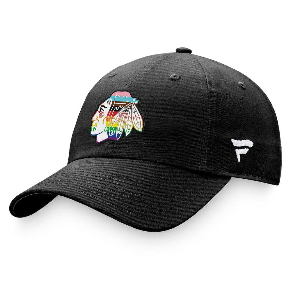 NHL Black Chicago Blackhawks Fanatics Team Logo Pride Adjustable Hat