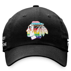 NHL Black Chicago Blackhawks Fanatics Team Logo Pride Adjustable Hat